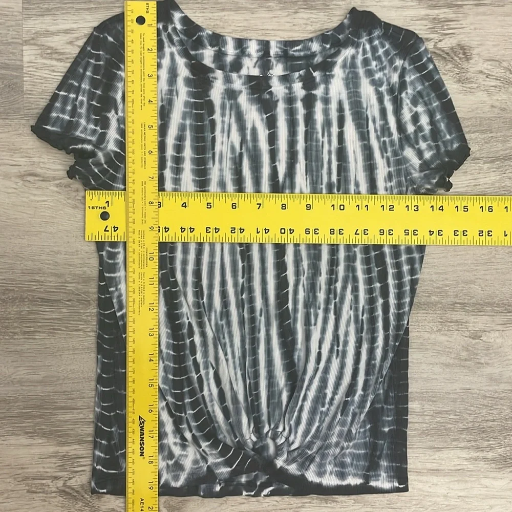 Justice Black, White & Blue Tie Dyed Short Sleeve Ruched Girl's Tee Size 12
